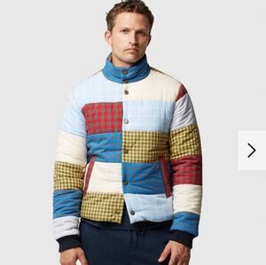 Rodd & Gunn, Men's Patchwork Quilted Jacket in Red, Blue, Yellow, Cream